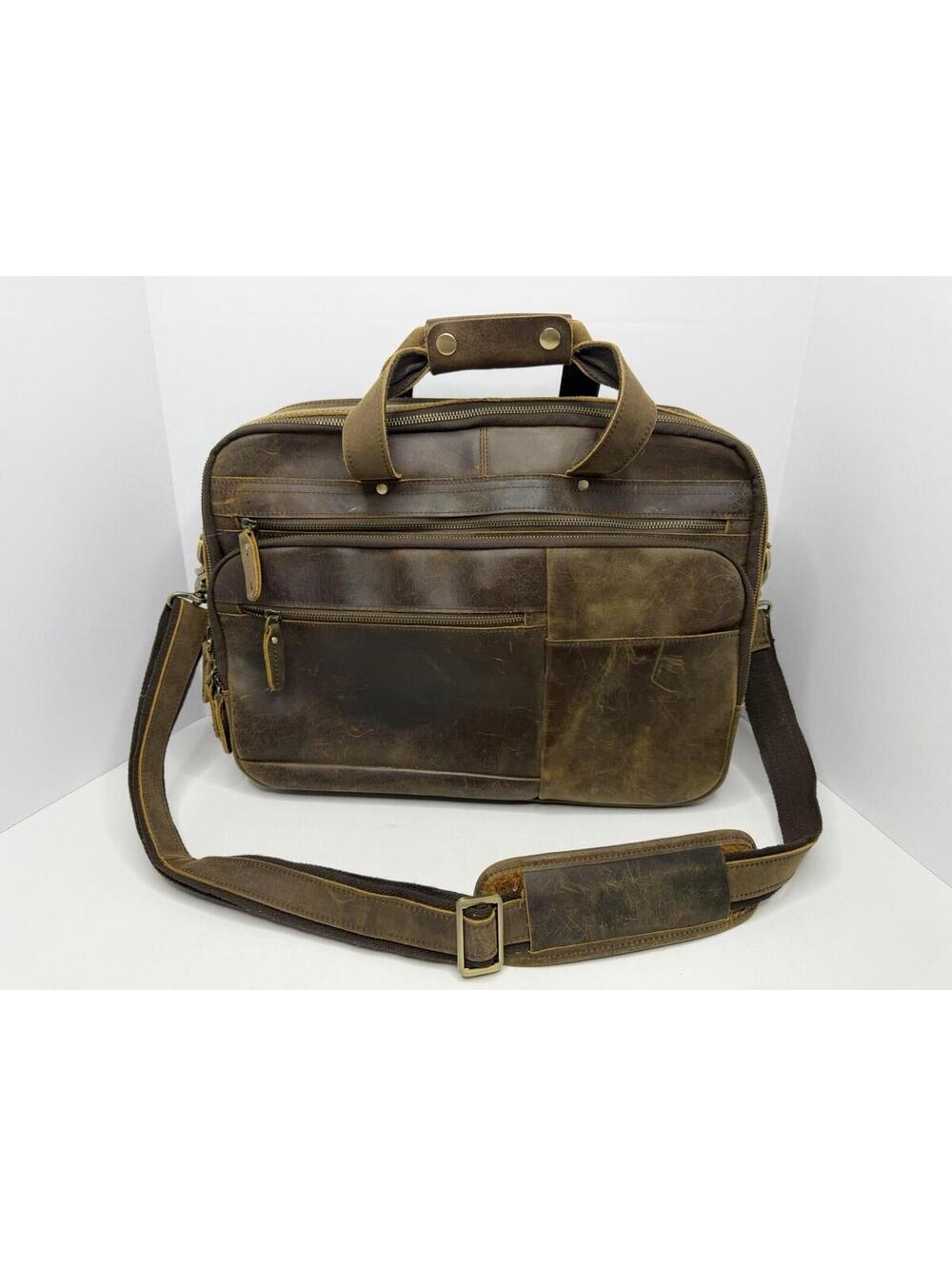 Polare X-Large 17" Full Grain Leather Briefcase/Messenger/Laptop Bag P144